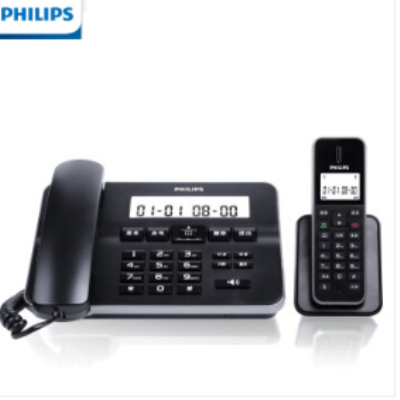 飛利浦(PHILIPS）無(wú)繩電話(huà)機(jī)無(wú)線(xiàn)座機(jī)子母機(jī) 辦公家用中文菜單雙免提擴(kuò)展子機(jī) 飛利浦DCTG192黑色
